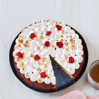 Mazarinkage med hindbærgele, gluten- og laktosefri