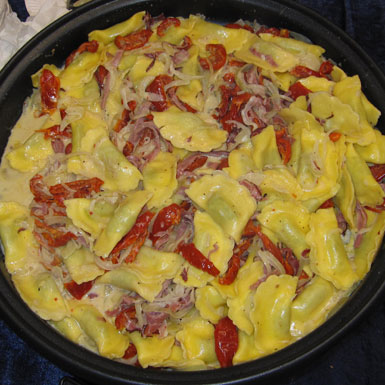 Ravioli Gorgonzola med parmaskinke