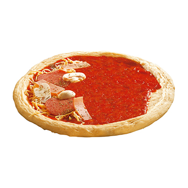 Pizzabund, ubagt med tomat